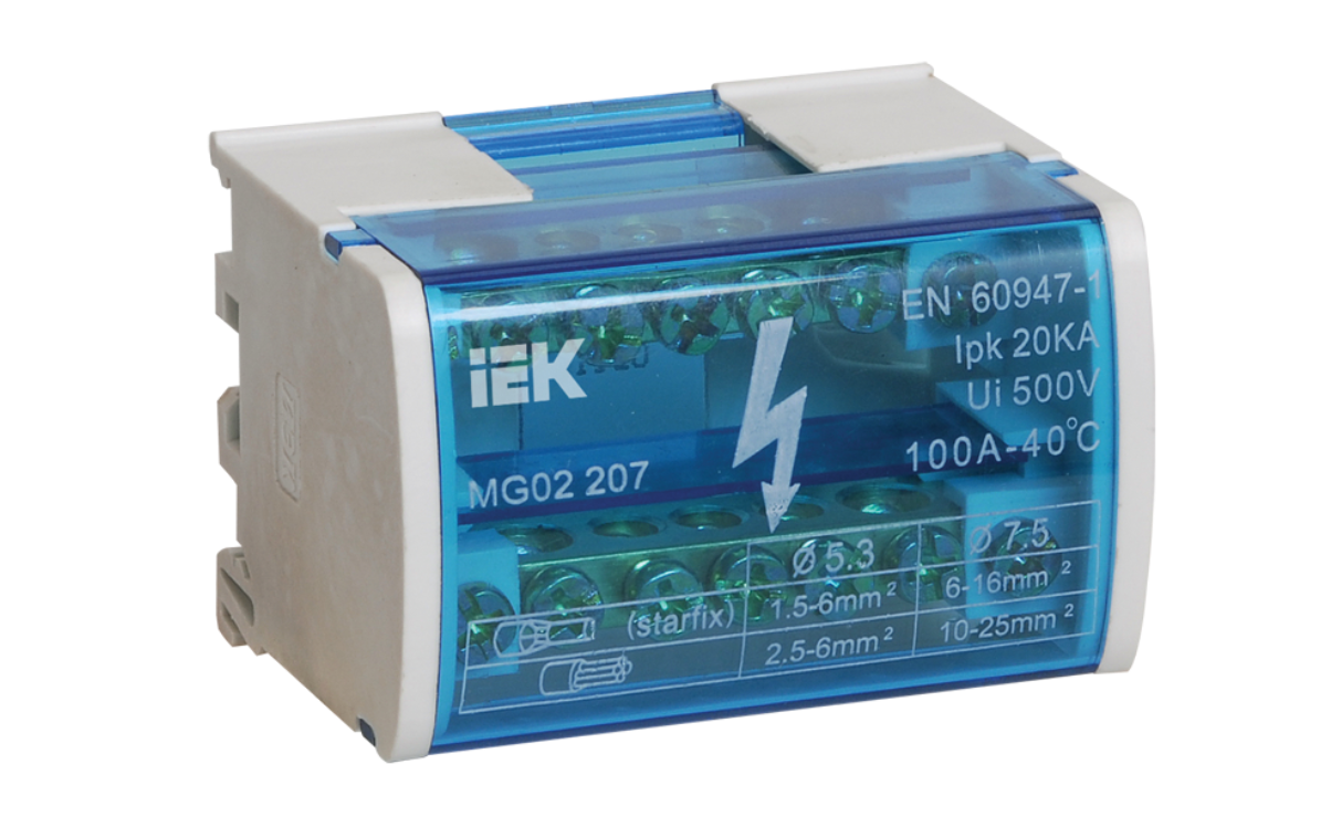 Шина на DIN-рейку в корпусе (кросс-модуль) L+PEN 2х7 IEK