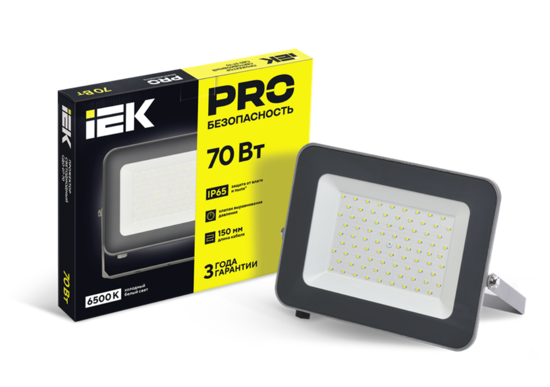 Прожектор светодиодный СДО 07-70 6500К IP65 серый IEK