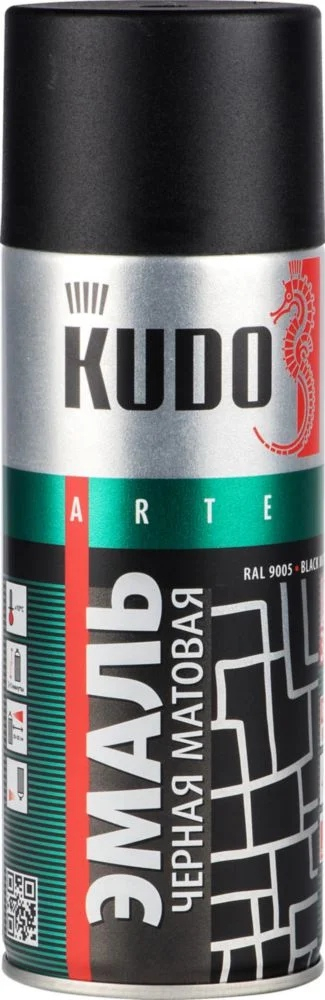 Краска аэрозоль №1002 черная глянцевая KUDO 520 мл