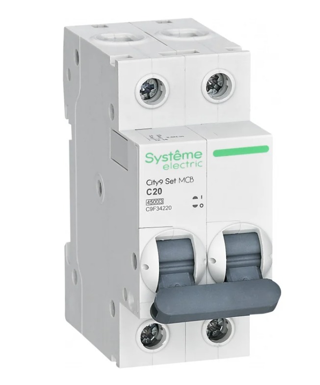 Выключатель автоматический двухполюсный 20А C 4.5кА 230B City9 Set Systeme Electric
