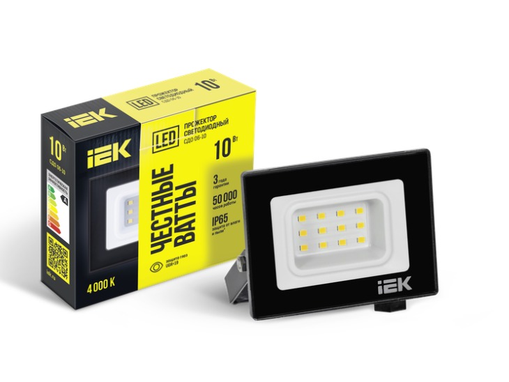 Прожектор светодиодный СДО 06-10 4000K IP65 черный IEK