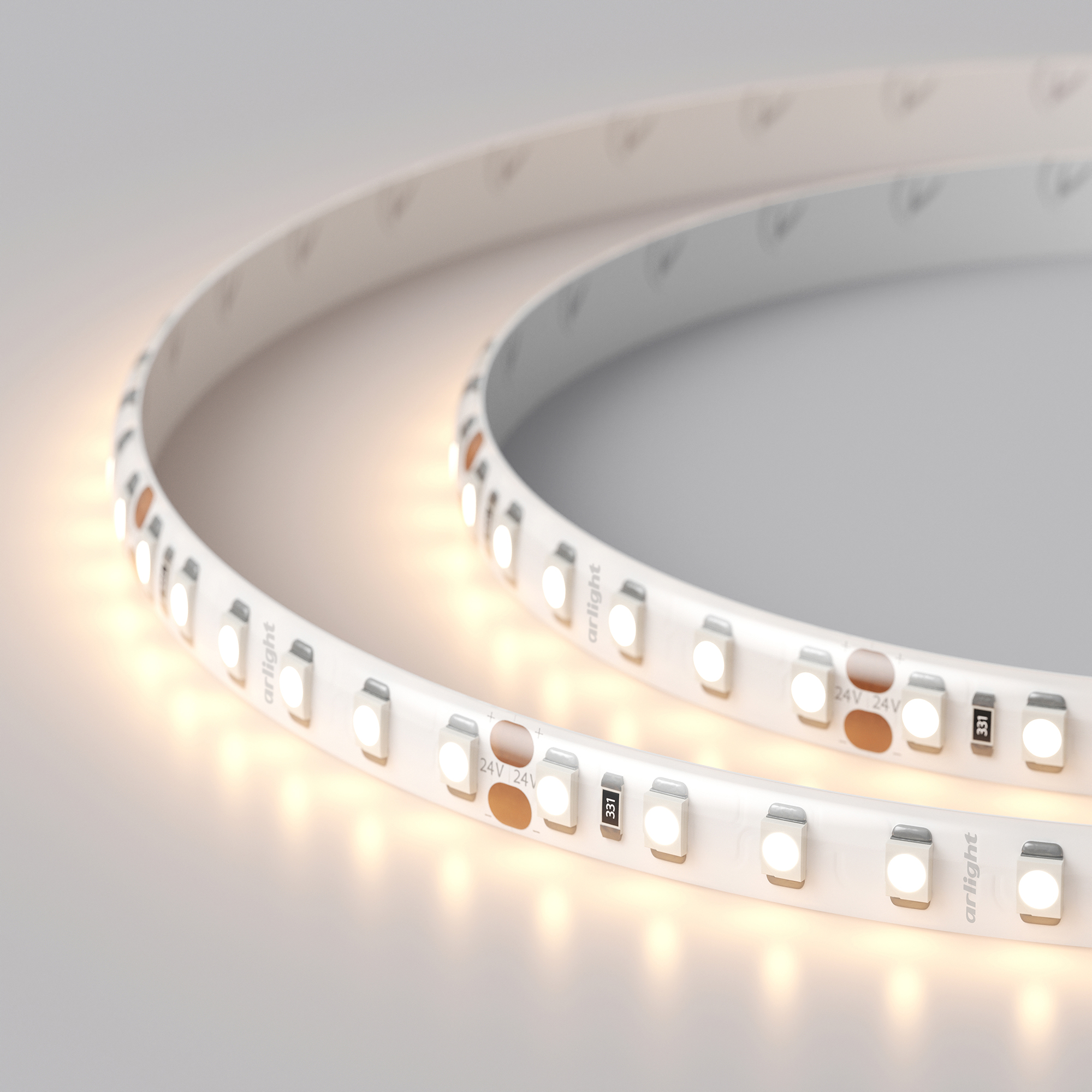 Светодиодная лента RTW 2-5000SE 24V Warm 2x (3528, 600 LED, LUX) (Arlight, 9.6 Вт/м, IP65)