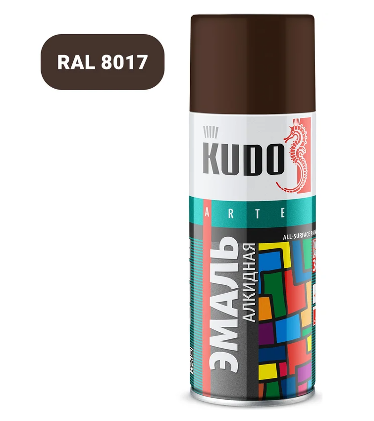Краска аэрозоль №1012 коричневая глянцевая KUDO 520 мл