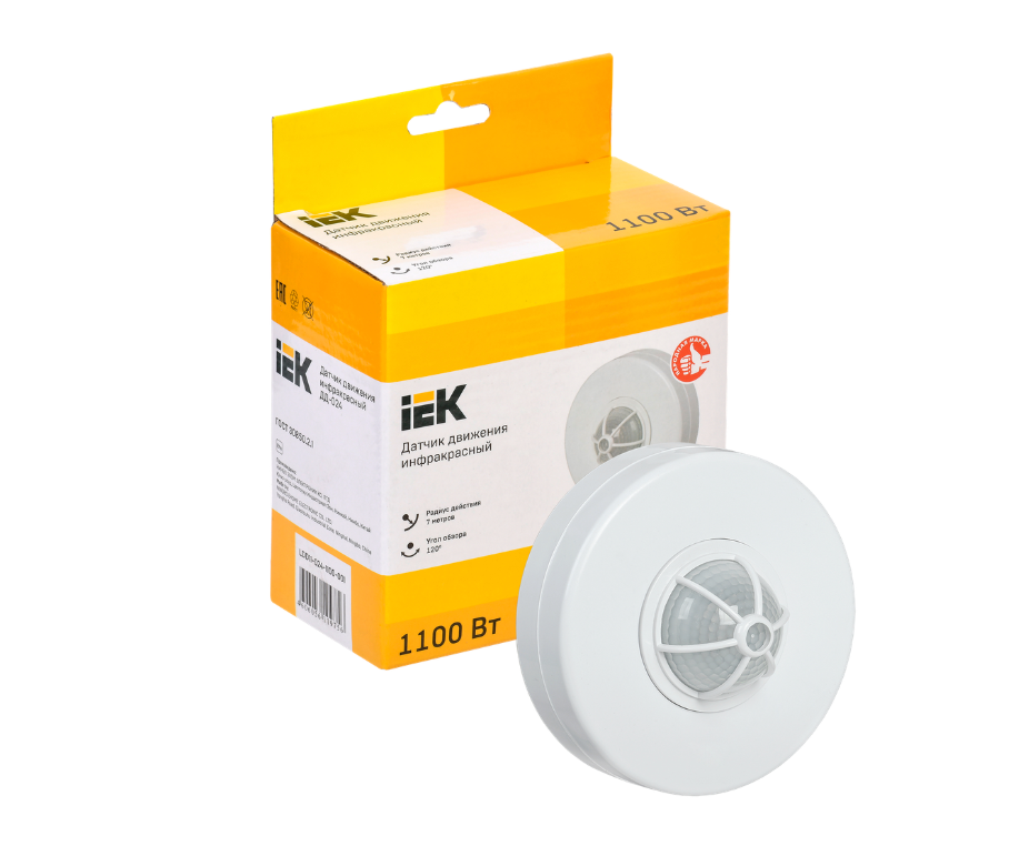 Датчик движения ДД-024 1100Вт 120-360° 6м IP33 белый IEK