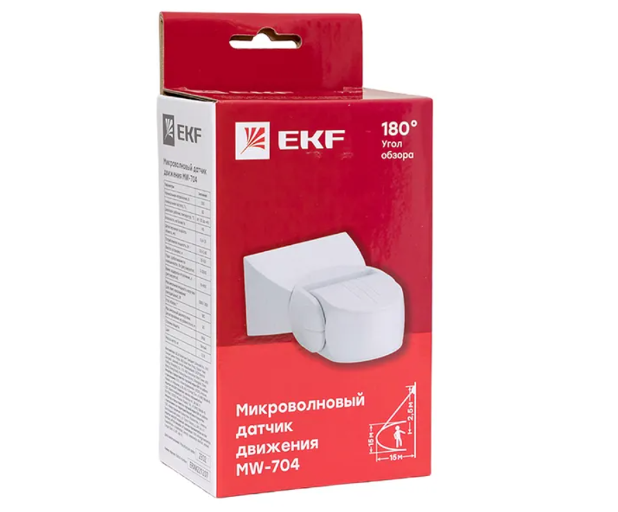 Датчик движения микроволновый MW-704 1200Вт 180° 15м IP65 белый EKF PROxima