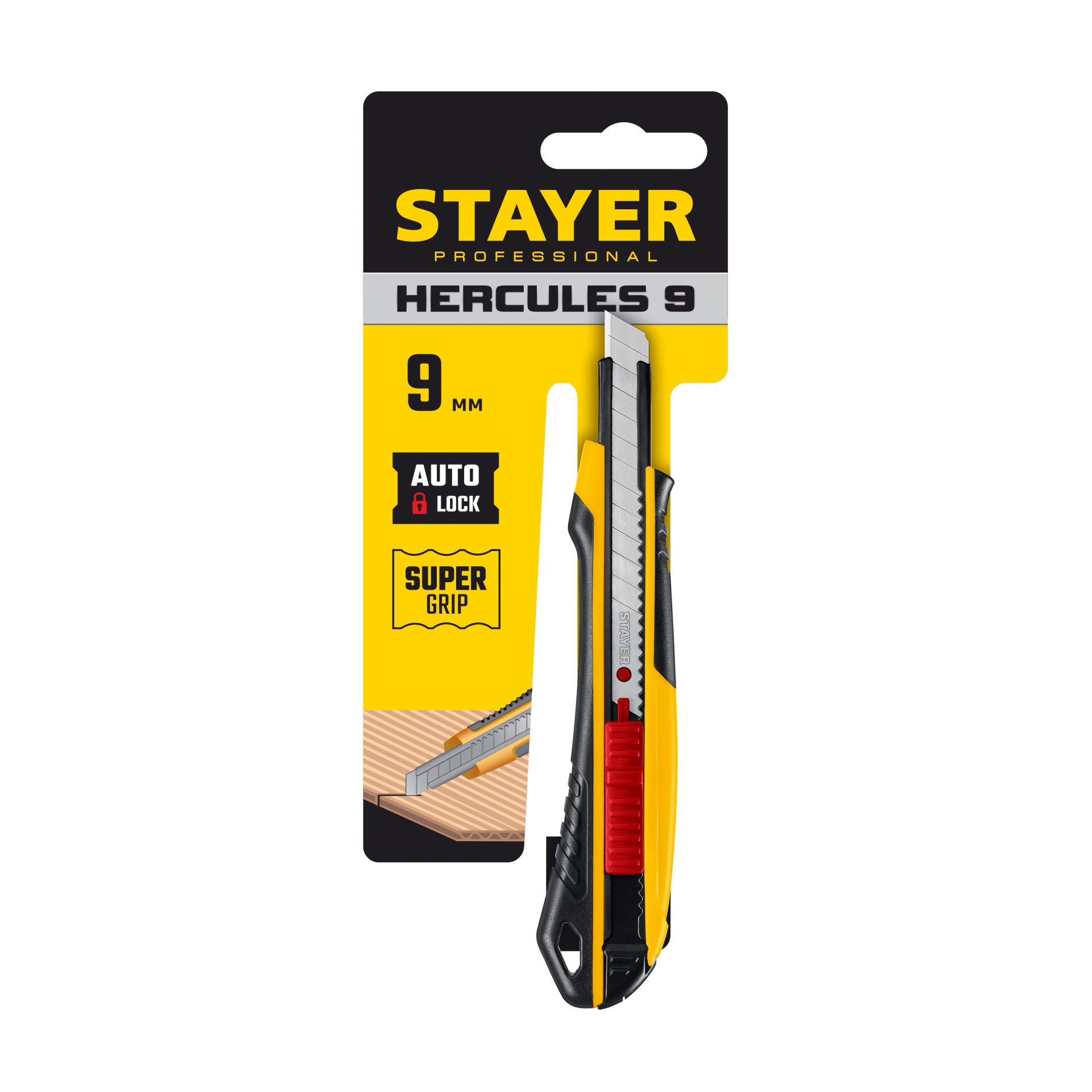 STAYER MASTER Нож HERCULES-9 с выдвижным сегментированным лезвием 9мм