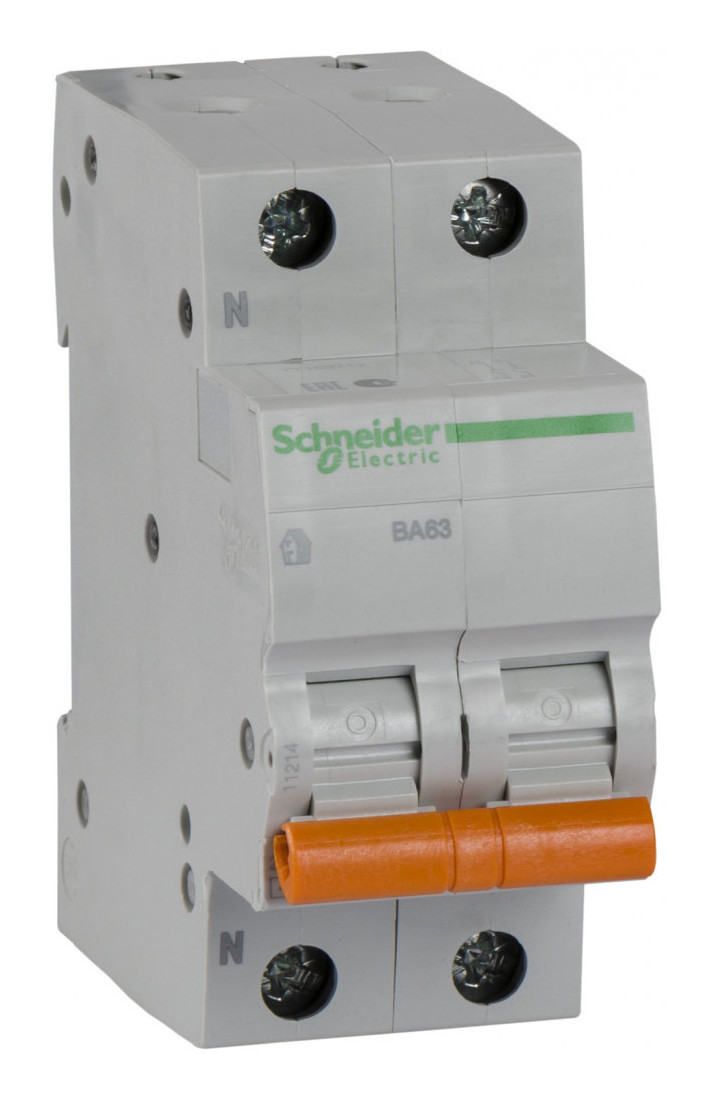 Выключатель автоматический двухполюсный 20А С ВА63 4.5кА Домовой Schneider Electric