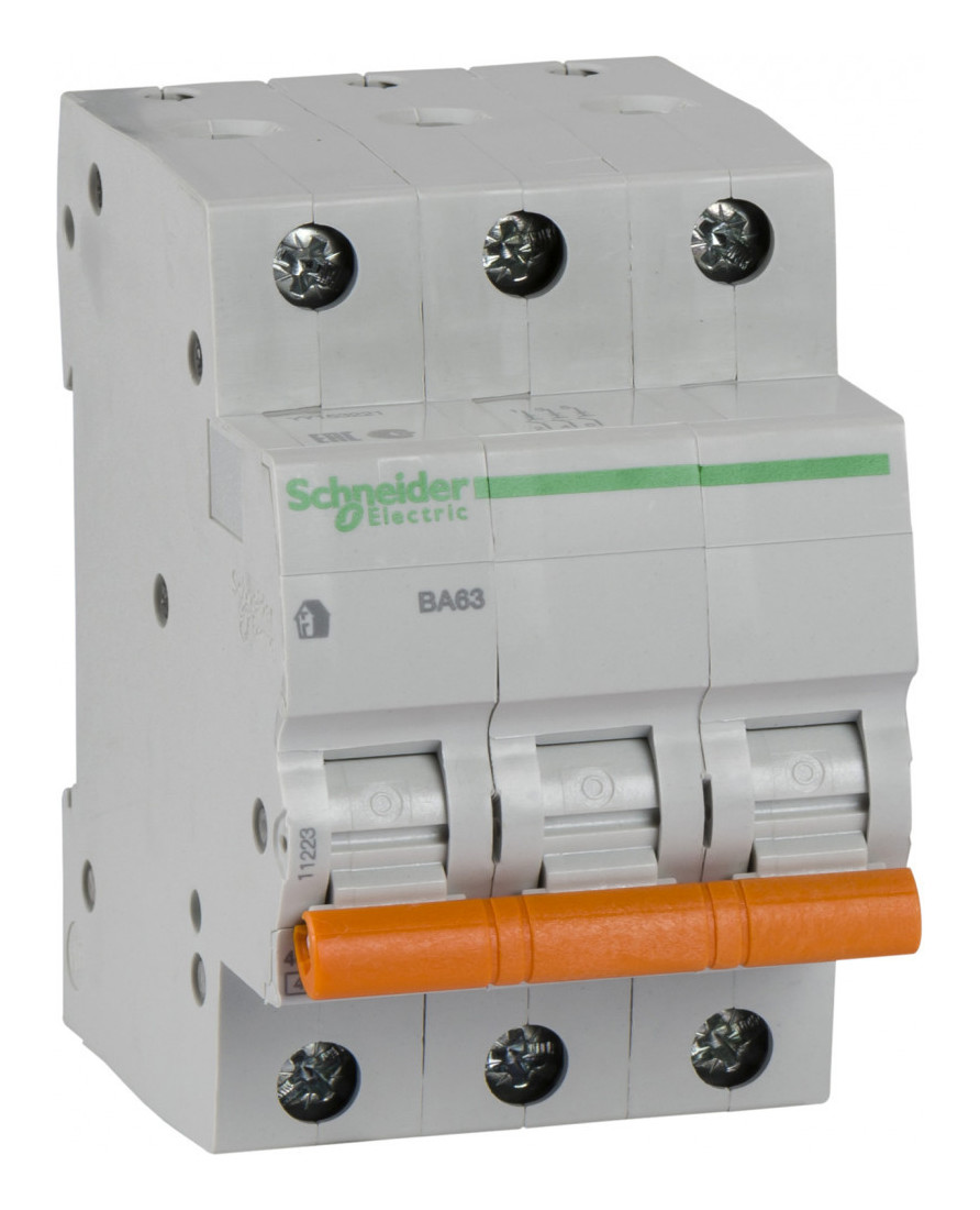 Выключатель автоматический трехполюсный 16А С ВА63 4.5кА Домовой Schneider Electric