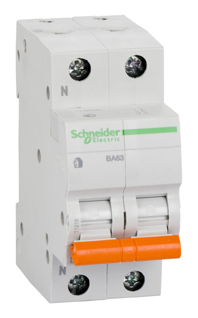 Выключатель автоматический двухполюсный 32А С ВА63 4.5кА Домовой Schneider Electric