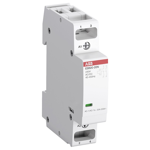 Контактор модульный ESB20-20N-06 (20А АС-1, 2НО) катушка 230В AC/DC ABB
