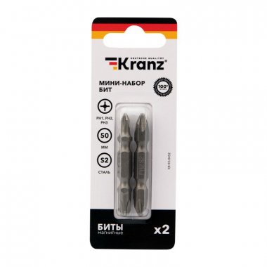 Kranz Мини-набор бит двусторонних PH2xPH2, PH1xPH3-50 мм