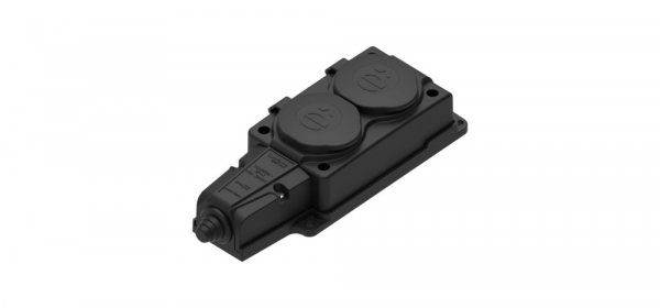 MULTISET Колодка 2х розетка 2К+З каучуковая 16 А/250 В IP44 черная Systeme Electric
