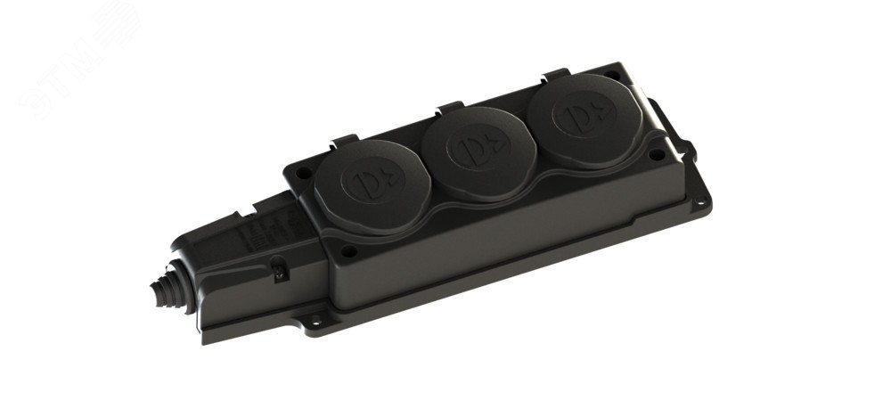 MULTISET Колодка 3х розетка 2К+З каучуковая 16 А/250 В IP44 черная Systeme Electric