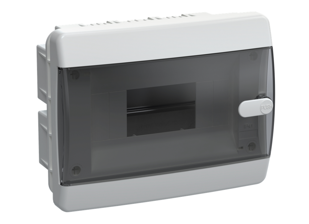 Корпус пластиковый встраиваемый ЩРВ-П-8 IP41 черная прозрачная дверь UNION Compact IEK